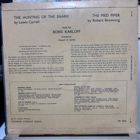 Boris Karloff : The Pied Piper & The Hunting of the Snark (LP)