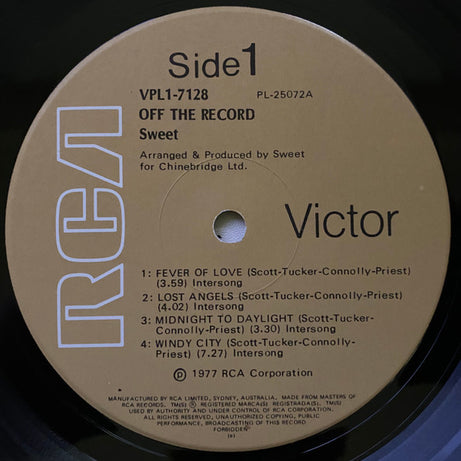 The Sweet : Off The Record (LP, Album, Gat)