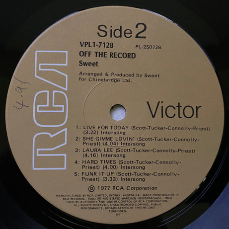 The Sweet : Off The Record (LP, Album, Gat)