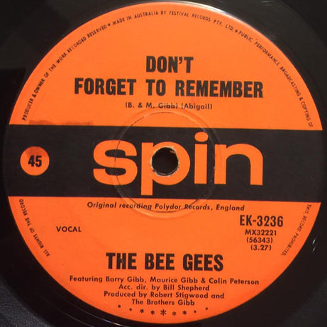 Bee Gees : Don't Forget To Remember (7", Single)