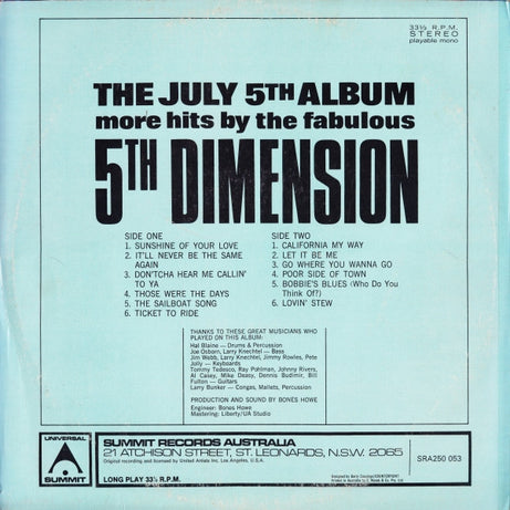 5th Dimension* : The July 5th Album (LP, Comp)