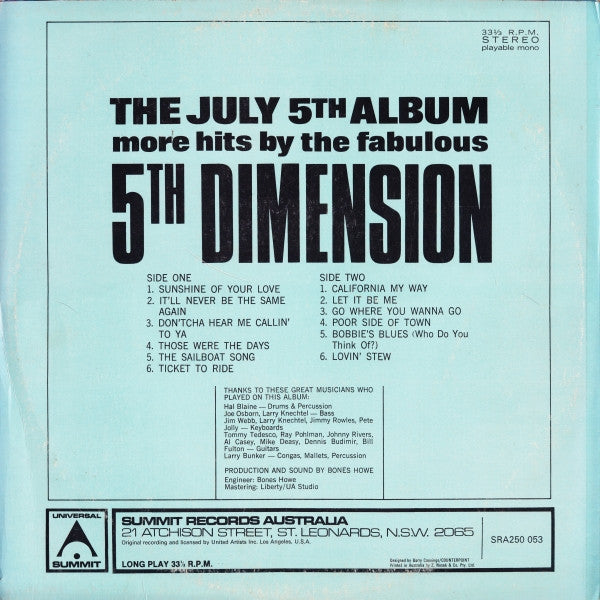 5th Dimension* : The July 5th Album (LP, Comp)