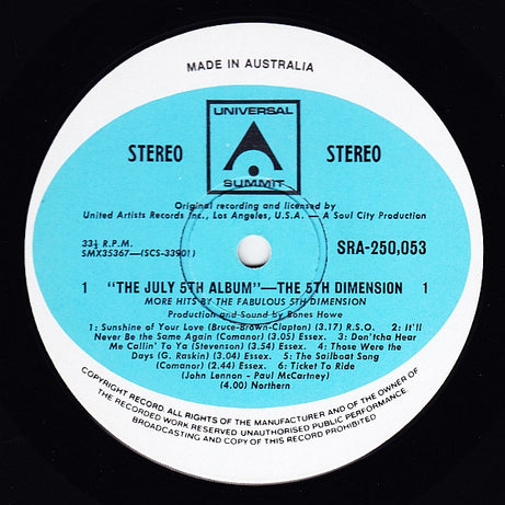 5th Dimension* : The July 5th Album (LP, Comp)
