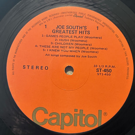 Joe South : Joe South's Greatest Hits Vol. I (LP, Comp)