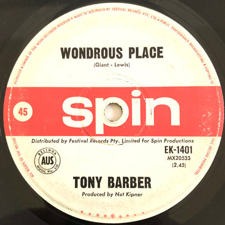 Tony Barber (2) : Wondrous Place (7", Single)