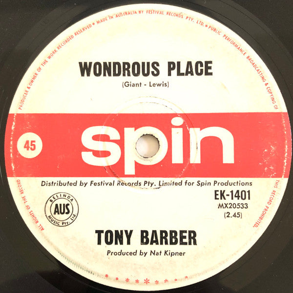 Tony Barber (2) : Wondrous Place (7", Single)