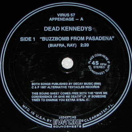 Dead Kennedys : Give Me Convenience Or Give Me Death (LP, Comp + Flexi, 7")