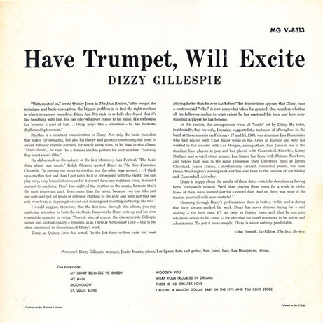 Dizzy Gillespie : Have Trumpet, Will Excite! (LP, Album, RE)