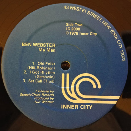 Ben Webster : My Man - Live At Montmartre 1973 (LP, Album, Blu)