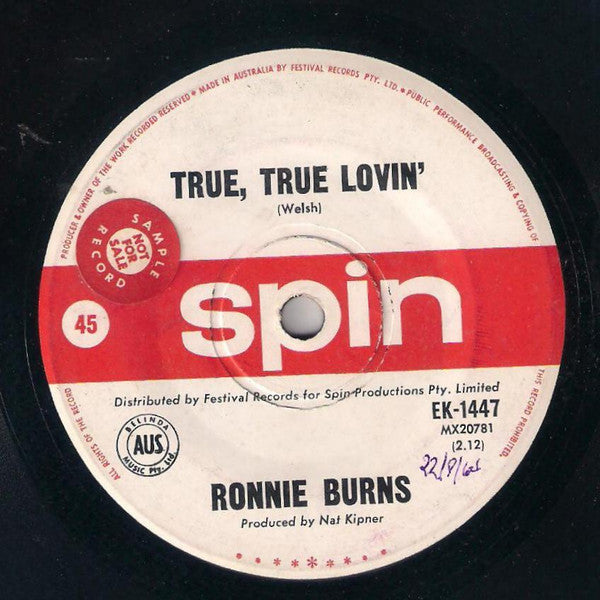 Ronnie Burns : True, True, Lovin' (7", Single)