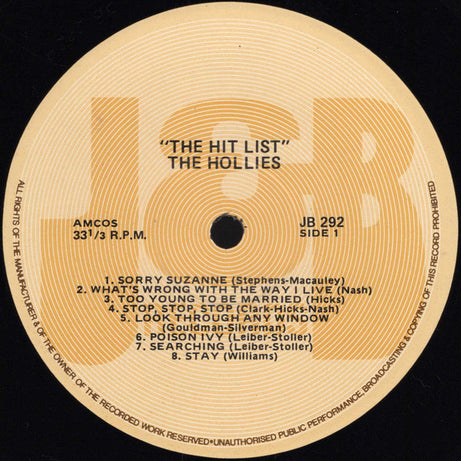 The Hollies : The Hit List (LP, Comp)