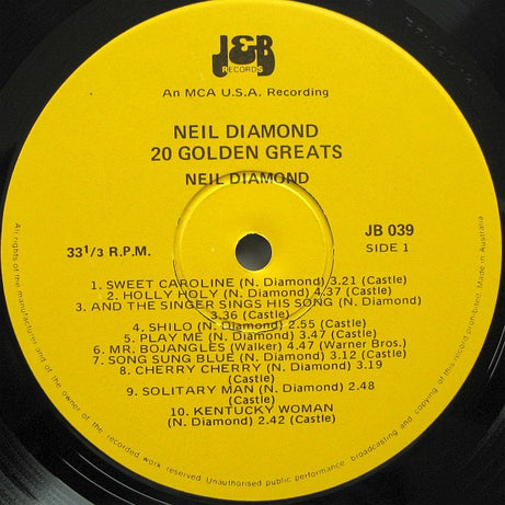 Neil Diamond : Neil Diamond 20 Golden Greats (LP, Comp)
