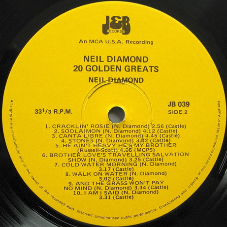 Neil Diamond : Neil Diamond 20 Golden Greats (LP, Comp)