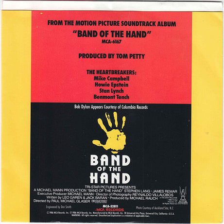 Bob Dylan With Tom Petty And The Heartbreakers : Band Of The Hand (7", Single, Promo, Pin)