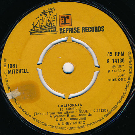 Joni Mitchell : California (7")