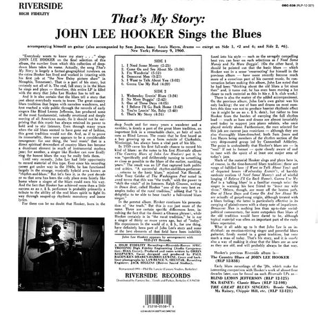 John Lee Hooker : That's My Story: John Lee Hooker Sings The Blues (LP, Album, RE, RM)