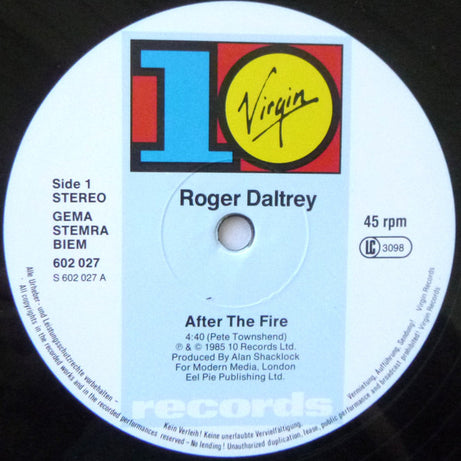 Roger Daltrey : After The Fire (12", Single)