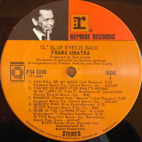 Frank Sinatra : Ol' Blue Eyes Is Back (LP, Album, Quad, Gat)