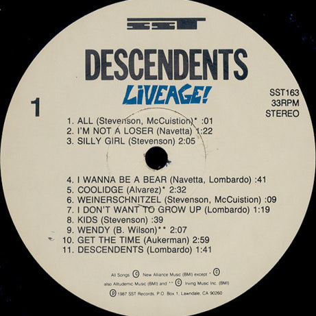 Descendents : Liveage! (LP, Album)