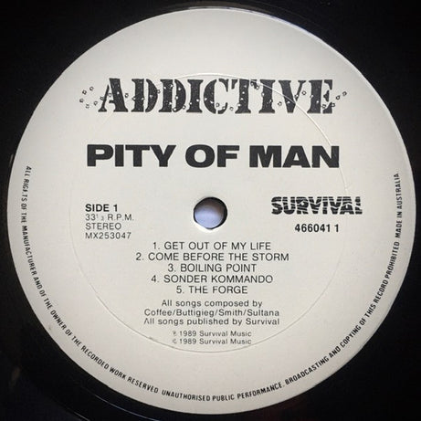 Addictive (3) : Pity Of Man (LP, Album, Whi)