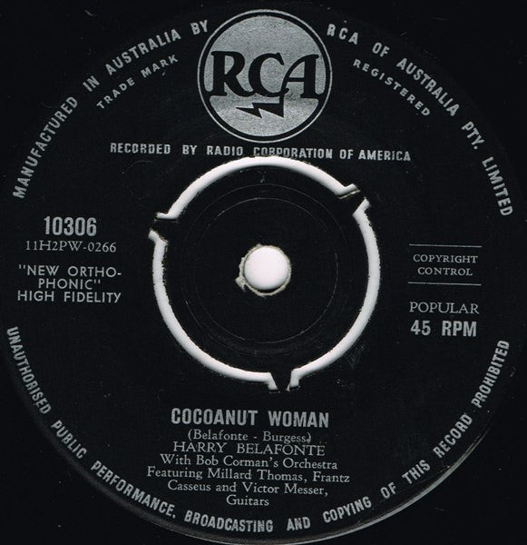 Harry Belafonte With Bob Corman's Orchestra Featuring Millard Thomas, Frantz Casseus And Victor Messer : Island In The Sun (7", Single)