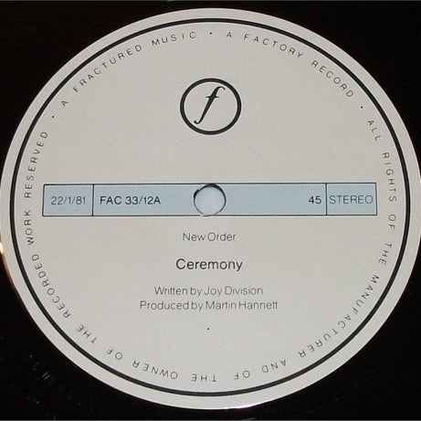 New Order : Ceremony (12", RE, RP, A2/)