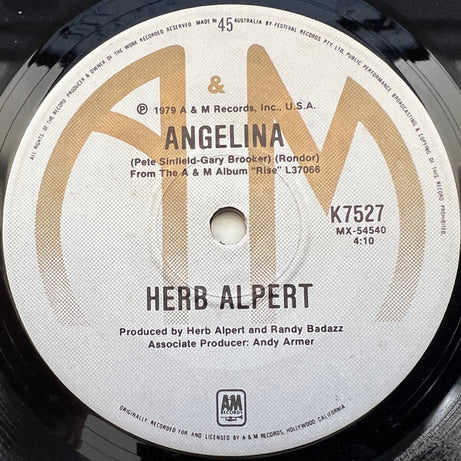 Herb Alpert : Rise / Angelina (7", Single)