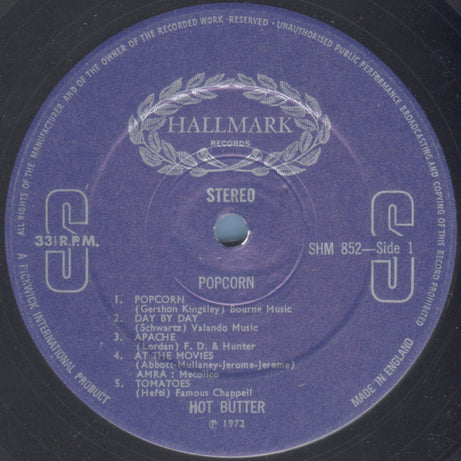 Hot Butter : Popcorn (LP, Album, RE)
