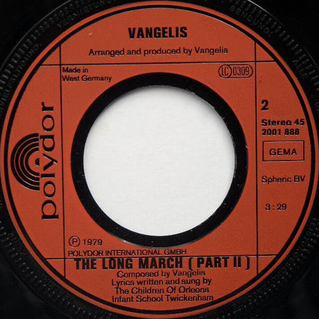 Vangelis : The Long March (Part I & II) (7", Single)