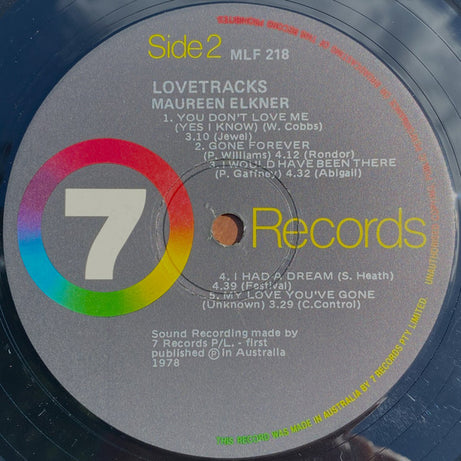 Maureen Elkner : Lovetracks (LP, Album)