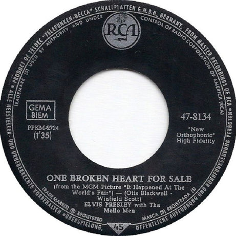 Elvis* : One Broken Heart For Sale (7")