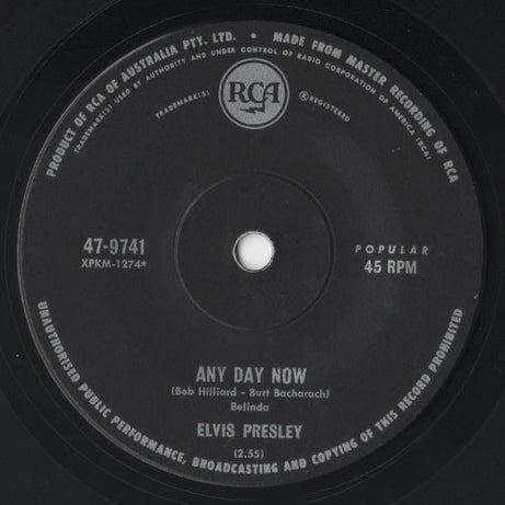 Elvis Presley : In The Ghetto / Any Day Now (7", Single)