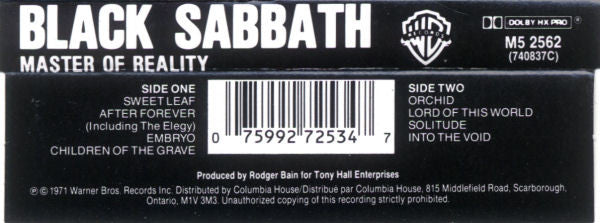 Black Sabbath : Master Of Reality (Cass, Album, Club, RE, Dol)