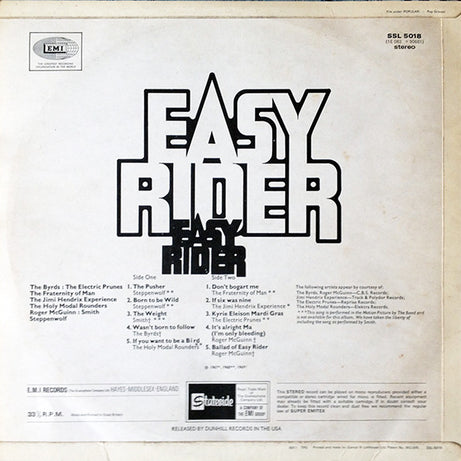 Various : Easy Rider (Songs As Performed In The Motion Picture) (LP, Comp, RP)
