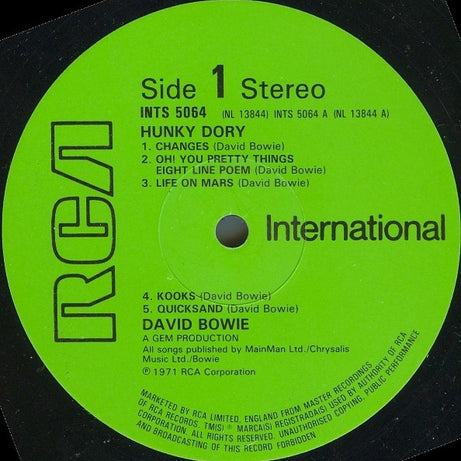 David Bowie : Hunky Dory (LP, Album, RE)