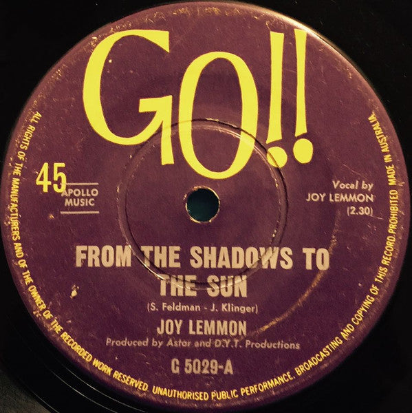 Joy Lemmon : From The Shadows To The Sun (7")