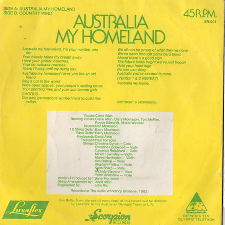 Claire Atkin : Australia My Homeland (7")
