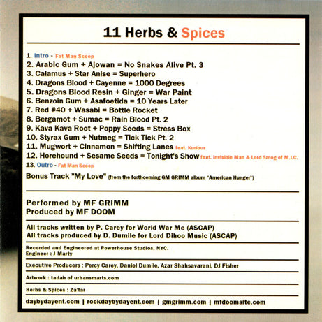 MF Doom / MF Grimm : Special Herbs & Spices Volume 1 (CD, Album)