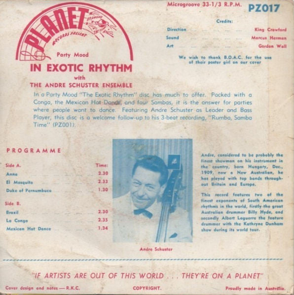 The Andre Schuster Ensemble : In Exotic Rhythm (7", EP)