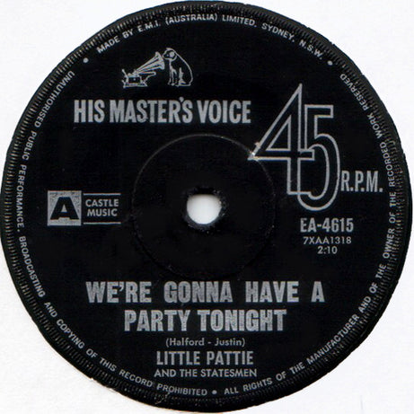 Little Pattie And The Statesmen (6) : We're Gonna Have A Party Tonight (7", Single)