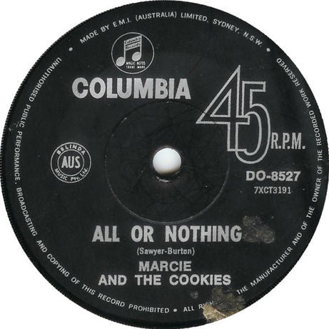 Marcie And The Cookies : I Would If I Could / All Or Nothing (7", Single)