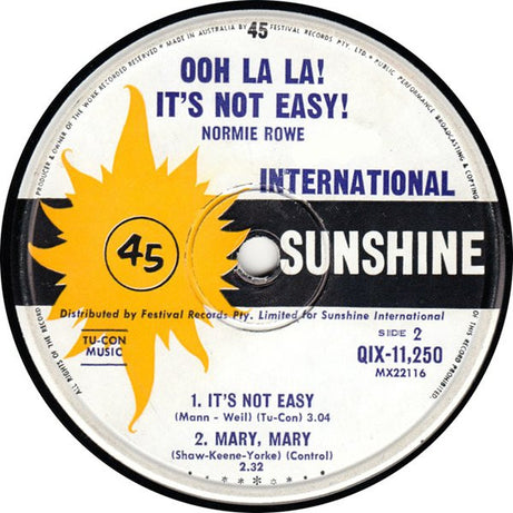 Normie Rowe : Ooh La La! It's Not Easy! (7", EP)