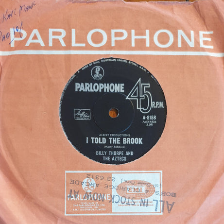 Billy Thorpe And The Aztecs : I Told The Brook (7", Single, Mono)