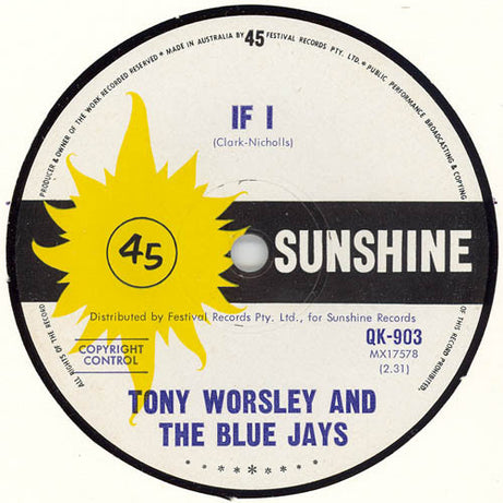 Tony Worsley And The Fabulous Blue Jays : Just A Little Bit (7", Single)