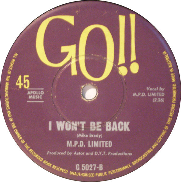 M.P.D. Limited : No Regrets (7")