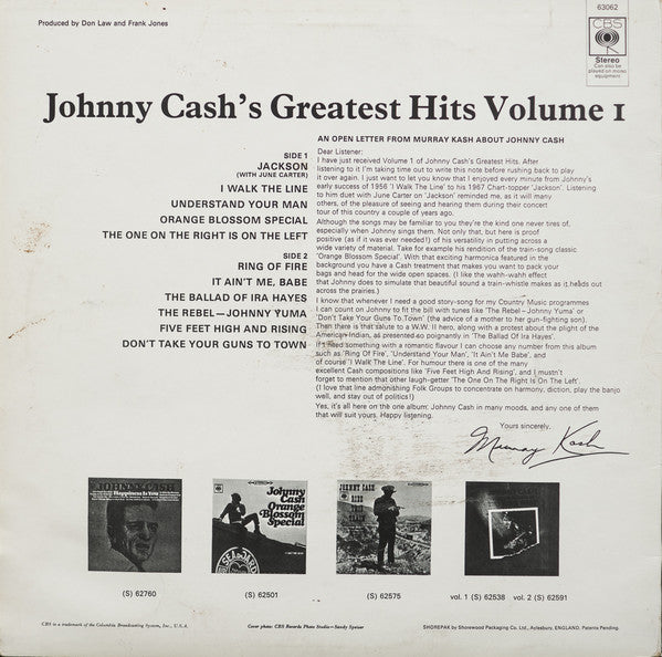Johnny Cash : Greatest Hits Volume 1 (LP, Comp, Ste)