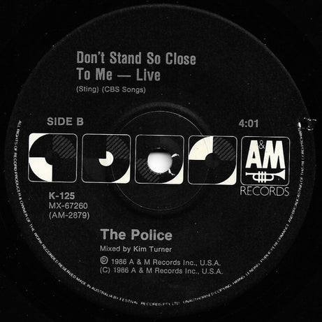 The Police : Don't Stand So Close To Me '86 (7", Single, Ltd)