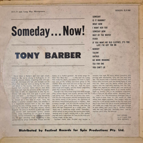 Tony Barber (2) : Someday... Now! (LP, Album, Mono)