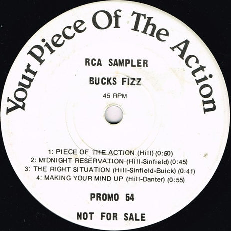 Bucks Fizz : Your Piece Of The Action (7", S/Sided, Ltd, Mixed, Promo, Smplr)