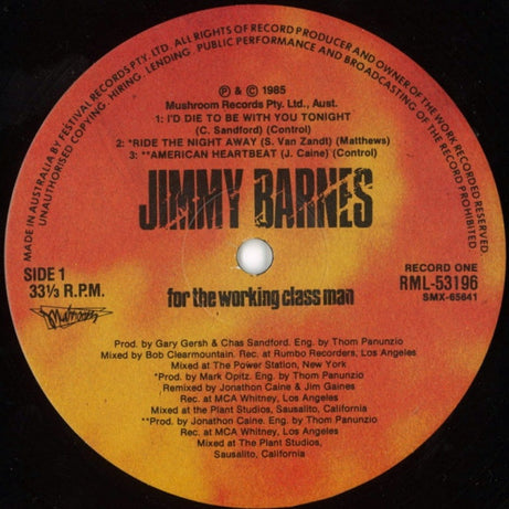 Jimmy Barnes : For The Working Class Man (2xLP, Album, RP, $13)